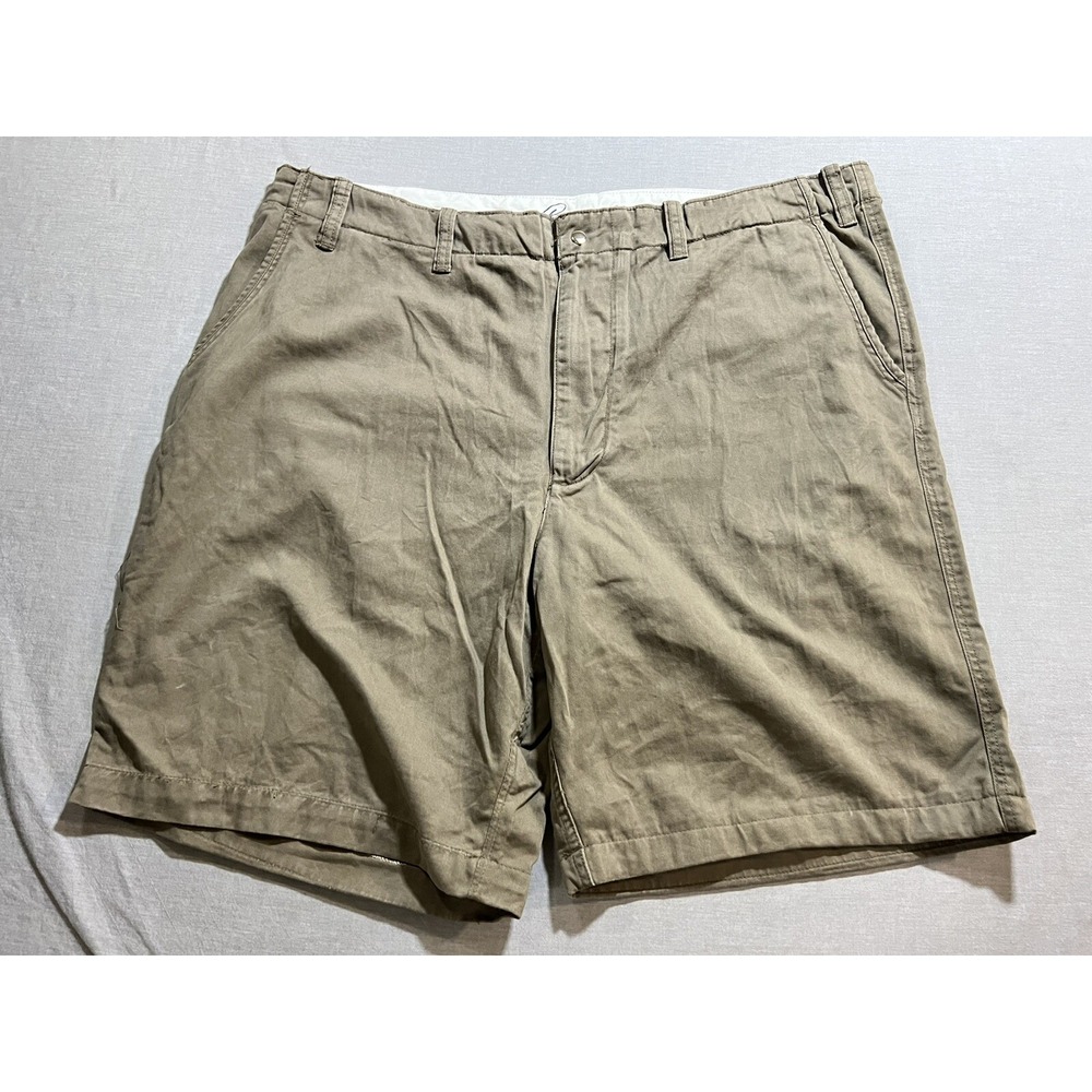 Croft & Barrow Shorts Mens 46 Brown Chino Canvas Pockets Belted Button Men.